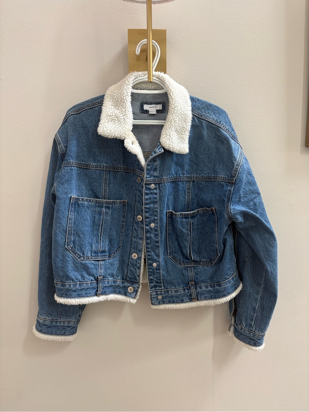Forever 21 Denim Sherpa-Trim Jacket